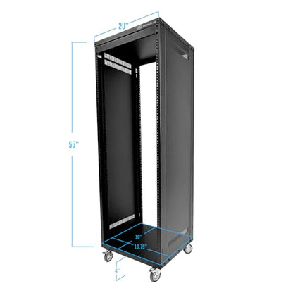 AxcessAbles 30U 19-Inch Rolling Network Server Rack 550LB Capacity. 18-Inch Depth Heavy Duty Open Frame AV Rack with Removable Side Panels. Includes 5mm and 6mm Screws - color: 30U