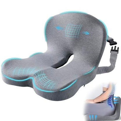 Seat Cushion with Lumbar Support Pillow, Back and Seat Cushion for Office - color: Light Gray