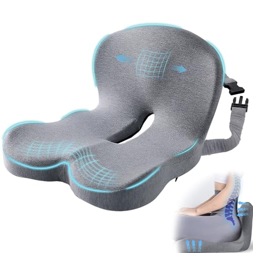 Seat Cushion with Lumbar Support Pillow, Back and Seat Cushion for Office - color: Light Gray