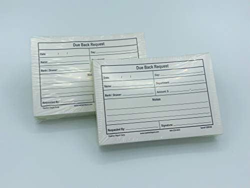 500 Cashier Depot Due Back Vouchers for Hotels, Motels, Retailers, Cashiers & All Retailers 5 1/2" x 4 1/4", One Carbonless Copy - size: Due Back