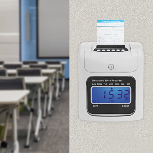 Electronic Time Recorder, Calculating Time Clock with 50 Time Cards and Security Key, Auto-Align Time Clock Punch Machine for Companies, Homes, Units