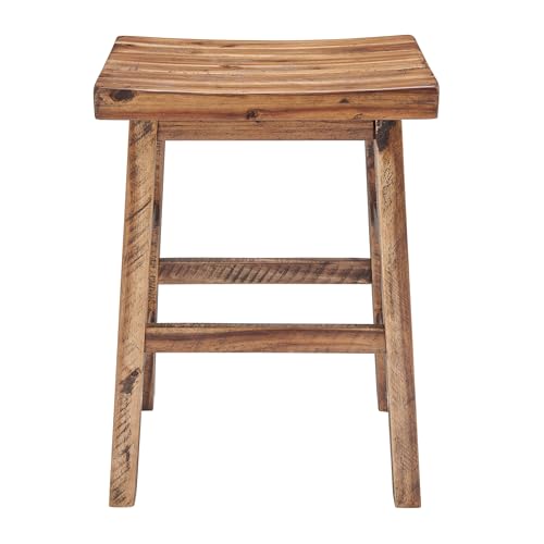 Alaterre Durango Solid Wood Rustic Bar Stool, Natural, 26-Inch | Counter Height Backless Barstool Kitchen Seating with Saddle Seat, Barstools for Kitchen and Home Bar - size: 26" Counter Height