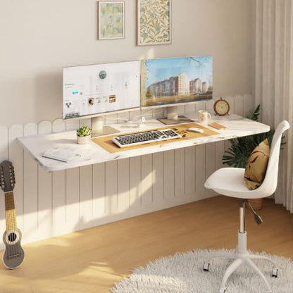 IAE Wall Mounted Folding Desk,Floating Computer Desk for Small Spaces,White | 48x22in engineered wood desktop with metal brackets, folds flat to save space in home office, apartment and laundry room - color: White, size: 48"*22"