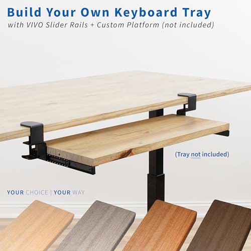 VIVO Clamp and 12 inch Rail Set for DIY Custom Wooden Keyboard Trays (Rail Set Only - Tray Not Included), Pull Out Slider Track with C-clamp Mount System, Black, MOUNT-RAIL02 - color: Black