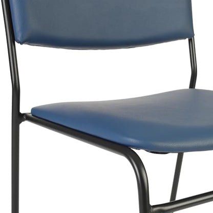 Flash Furniture Hercules Vinyl Stackable Chair with Sled Base, Navy | Vinyl Upholstery, 500 LBS. Weight Capacity - color: Navy Vinyl/Black Frame, size: Set of 1
