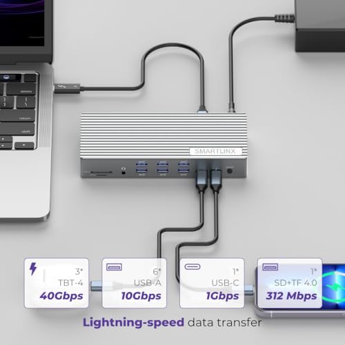 Thunderbolt 4 MacBook Docking Station Dual Monitor 21-in-1 USB-C Dock, 150W