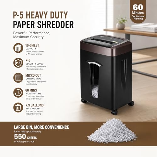 Wingwise 16 Sheets Micro Cut Paper Shredder Heavy Duty for Home Office - size: 16 Sheets