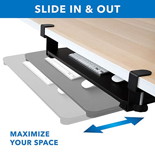 Mount-It! Clamp-On Under Desk Keyboard Tray, No-Drill, Fits Desks to 1.5 in