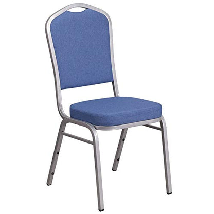 Flash Furniture Hercules Crown Back Stackable Banquet Chair, Silver, 4-Pack | Silver Frame, Fabric Upholstery - color: Blue Fabric/Silver Frame, size: Set of 4
