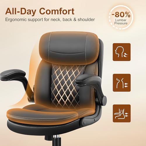 Office Desk Chair, Ergonomic Computer Chair with Unique Dual-Layer Support - color: Black