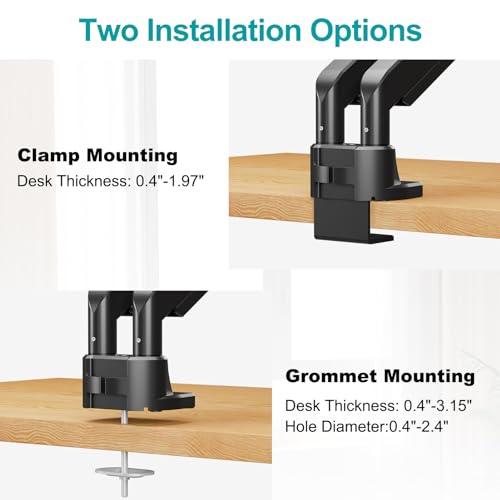 MOUNT PRO Dual Monitor Stand for Max 43 Inch Ultrawide Computer Screen, Premium Aluminum Heavy Duty Monitor Arm Holds 6.6lbs to 33lbs, Gas Spring Full Motion Display Desk Stand, VESA Mount - size: Max 43", style: Dual