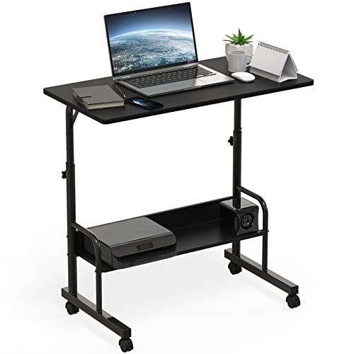 SHW 30.5" to 40.5" Mobile Standing Desk for Walking Pad Treadmill, Black | Height Adjustable great for Laptop Workstation