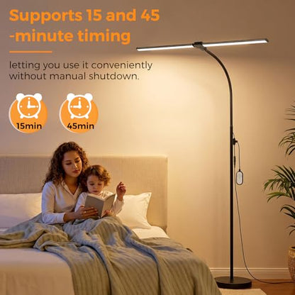 LED Floor Lamp 20W 1400LM Adjustable Neck, Bright Color Changing Light - color: Black