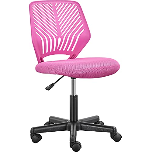 Topeakmart Armless Small Office Desk Chair, Adjustable Height Swivel, Rose Red - color: Rose Red