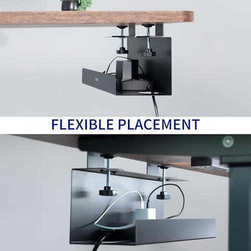 VIVO No Drill Clamp-on 17 inch Power Strip Cable Management Trays, Under Standing Desk Steel Cord Organizer, Black, 2 Pack, DESK-CM6L-2B - size: 17" (Pack of 2)