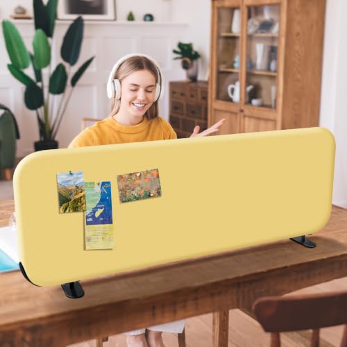 DECOLAB Free Standing Desk Divider, Table Partition 48''x18'' Butter - color: Butter