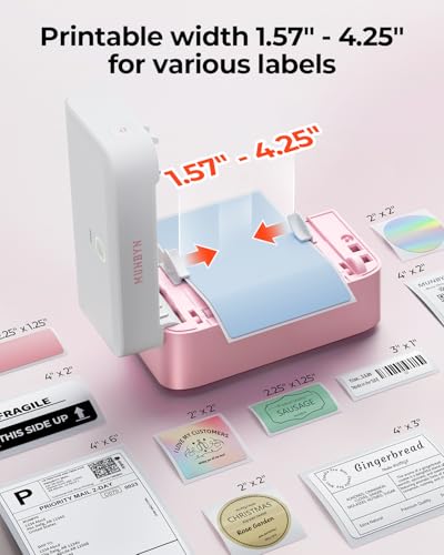 MUNBYN Bluetooth Thermal Label Printer, Wireless 4x6 Shipping Label Printer | Work for Small Business, Compatible with Android, iPhone, Windows, Mac, Chromebook, Print Width 1.57"-4.25" - color: Pink
