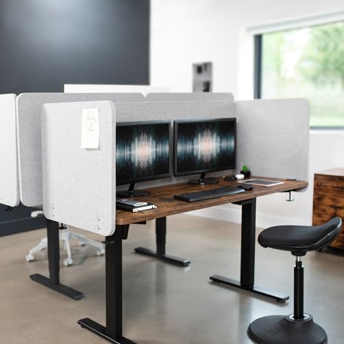 VIVO Gray Clamp-on 60 x 24 inch Privacy Panel, PP-1-V024G | Sound Absorbing Cubicle Desk Divider, Acoustic Partition - color: Light Gray, size: 60"