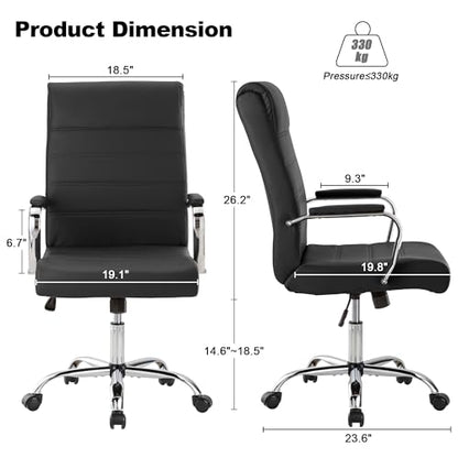 Office Desk Chair,Modern Leather Conference Room Chairs,High Back Ergonomic Home ofiice Chair,Adjustable Height Swivel Executive Computer Chair with Armrest and Padded Seat,Black - color: Black