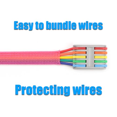 25ft PET Expandable Braided Cable Sleeve 1.2 inch(30mm) Pet Braided Cable Sleeve for Audio Video Device Wire Automotive Wire (Pink) - color: Pink, size: 30mm"(1.2 inch)
