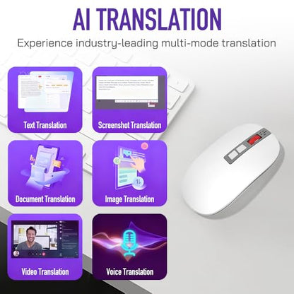 AI Mouse with Voice Recorder, Real-Time Transcription Translation, Summarization & Presentation Remote, Ergonomic for Office Remote Work High-Performance Device