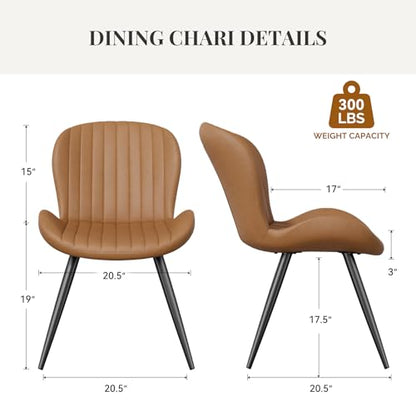 Dining Chairs Set of 6 Modern Fabric Dining Room Chairs Upholstered Dining Chairs with Thick Cushions Metal Legs Armless Back Chair for Kitchen and Living Room Brown - color: Brown (Fabric), size: Set of 6