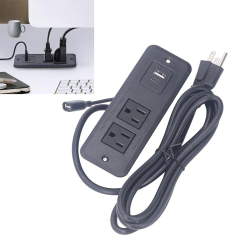 Intelligent Power Outlet with USB Type C, Fast Charging 20W, 2 Sockets, Fire Flush Mount Outlet for Office Desk, Home