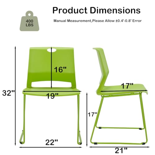 Green Stackable Chairs Set of 8 for Waiting Room Conference Church Lobby - color: Green, size: 8 pack