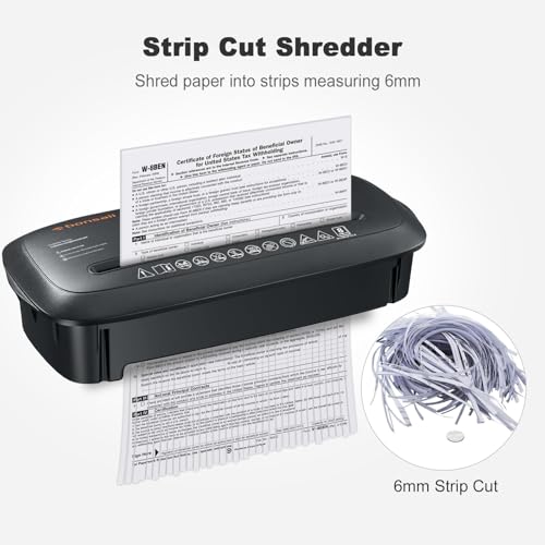 Bonsaii 8-Sheet Strip Cut Paper Shredder for Home, Shred CDs & Credit Cards | 3.4-Gal Wastebasket with Transparent Window, Overheat Protection, Small Shredder for home use,portable shredder, S120-C - size: 8 Sheet (Black)