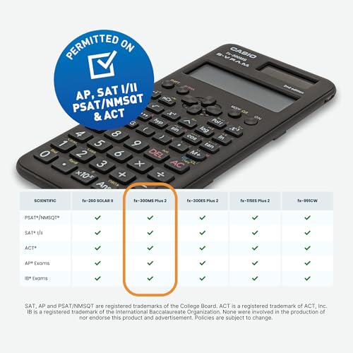 Casio fx-300MS Plus 2nd Edition – Standard Scientific Calculator with 2-Line Display | 10-Digit LCD, Trig, Stats, Fractions | Ideal for High School Algebra, Trigonometry & Test Prep