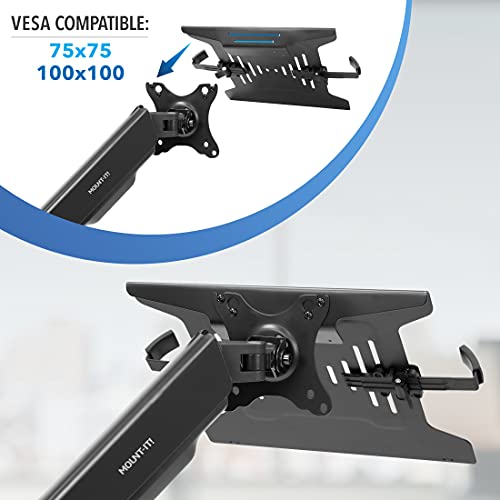Mount-It! Laptop Desk Mount Arm with Gas Spring, Height Adjustable Laptop Stand for Desk, Fits Laptops up to 17 Inch, Full Motion Laptop Tray Mount with Clamp or Grommet Installation - style: Laptop Arm
