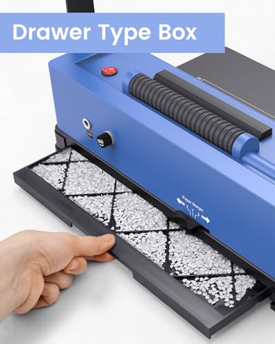 MAKEASY Spiral Binding Machine, 4:1 Pitch, 12 Sheets Punch Capacity, Electric Coil Insert, Book Binder Machine for A4/A5/Letter Size Paper, Comes with 100 pcs 5/16'' Coils & Pliers - color: Blue
