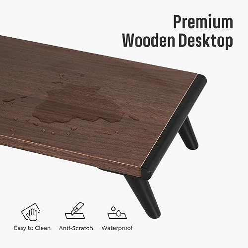 loukin Monitor Stand Riser for Desk, 22.4" × 8.2" Computer Stand, Brown | Supports 22 lb, No Installation Required, Water-Resistant Surface, Fits Laptops and Printers, Ergonomic Design