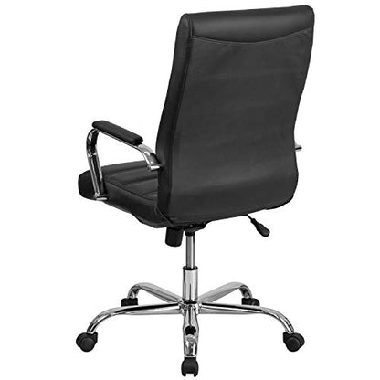 Flash Furniture High Back Office Chair - High Back LeatherSoft Executive Office Swivel Chair with Wheels | 360° Swivel, Height Adjustable, Commercial Grade - color: Black Leathersoft/Chrome Frame