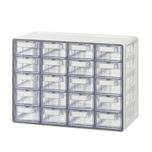 Blue Ginkgo 20-Drawer Storage Cabinet Organizer, Grey, Made in Korea | Stackable. Adjustable. Easy Visibility. - color: GREY, size: 20 Drawer