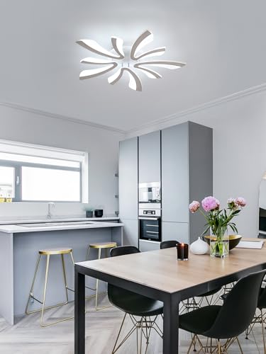 Goeco Modern Ceiling Light, 27.5'' LED White Acrylic V-Shaped Flush Mount Ceiling Lights, 6500K Ceiling Light Fixture for Living Room, Dining Room, Bedroom, Kitchen - color: White V Shaped-6500K