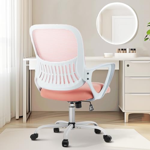 Sweetcrispy Ergonomic Home Office Desk Chair, Managerial Executive Chair - color: Pink, size: 18.5"D