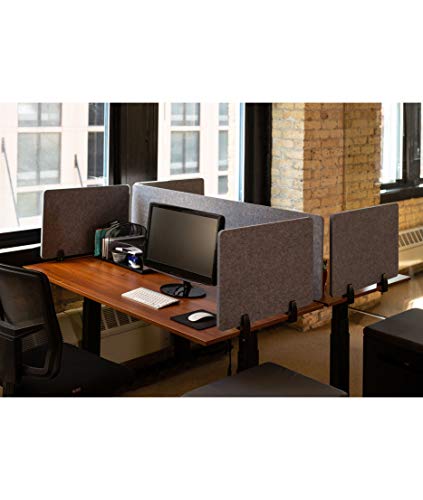 ReFocus™ Raw Clamp-On Acoustic Desk Divider – Reduce Noise and Visual Distractions with This Lightweight Desk Mounted Privacy Panel (Castle Gray, 47.25" x 16", 23.6" x 16", & 23.6" x 16") - color: Castle Gray, size: 48" x 16" + 24" x 16"