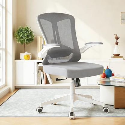 Ergonomic Office Chair - 350LB Comfy Desk Chairs with Lumbar Back Support, Mesh Computer Chairs with Wheels and Arms for Home Office, Study (Gray-Without Headrest) - color: 02gray
