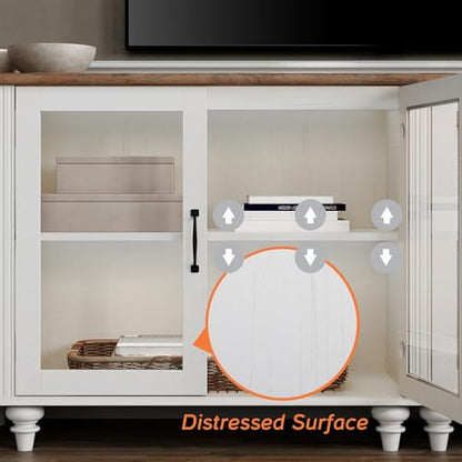 WAMPAT Home Office Furniture Set, 56" Executive Desk with Charging Station, Farmhouse Cabinet with Glass Doors, Wood Computer Desk with File Cabinet Storage, Open Shelf, White - color: White