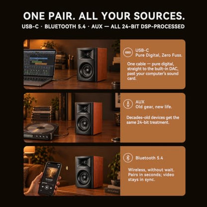 Sanyun SW203 3" 2-Way Active Bookshelf Speakers for Desktop Computer PC - color: Red