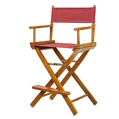 Casual Home 24" Director's Chair Honey Oak Frame-Burgundy Canvas - color: Honey Oak Frame/Burgundy Canvas, size: 24" - Counter Height, style: Honey Oak Frame