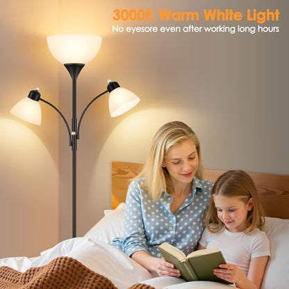 Coucrek Torchiere Floor Lamps for Living Room, 72" Dimmable Reading Lamp - color: Black
