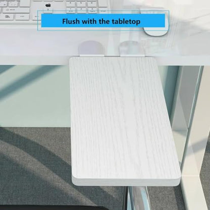 Foldable Clamp-On Desk Extender Tray with Wrist Rest - Ergonomic Keyboard Shelf for Computer Arm Support - color: Fir