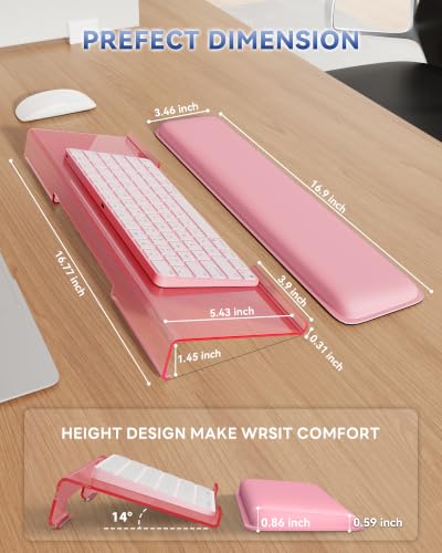 Laborio Computer Keyboard Wrist Rest, Keyboard Riser Stand for Desktop - color: Pink