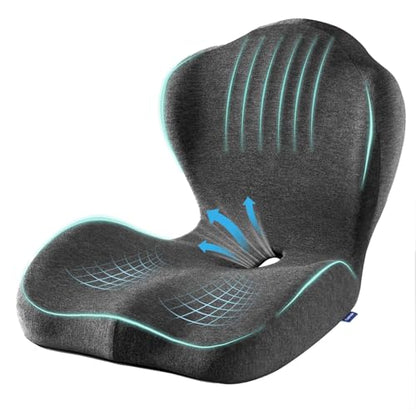 Seat Cushion for Car Truck Driver, Memory Foam Seat Cushion with Adjustable Strap,Ergonomic Lumbar/Back Support & Sciatica Relief for Long Drives, Orthopedic Cushion for Office Chair, Car, Semi Truck