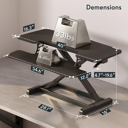FLEXISPOT Standing Desk Converter, 40", Black - color: Black, size: 40"