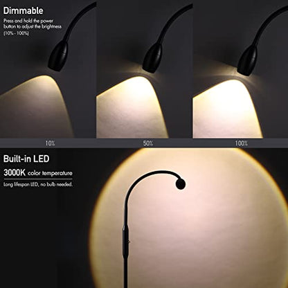 O’Bright Ray – Adjustable LED Beam Floor Lamp, Dimmable and Zoomable Spotlight, Flexible Gooseneck, Reading/Crafting Standing Lamp, Work Table Light, Matte Black - color: Black