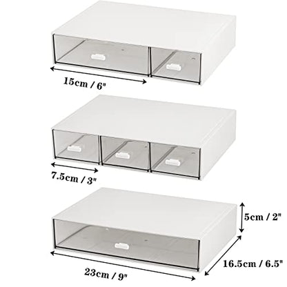 Lyellfe 3 Tier Small Desk Organizer with 6 Drawer, Stackable Desktop Storage Box, Portable Size Office Supplies Jewelry Storage Case, Makeup and Stationary Organizer for Cosmetic, School Supply