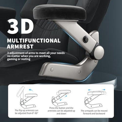 700lbs Big and Tall Office Chair, Large Heavy Duty Computer Desk Chair - color: Black-fabric